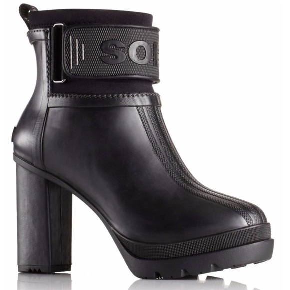 Sorel Medina Ill High Waterproof Heel Black Rain Boot Size 10.5 - Picture 1 of 13